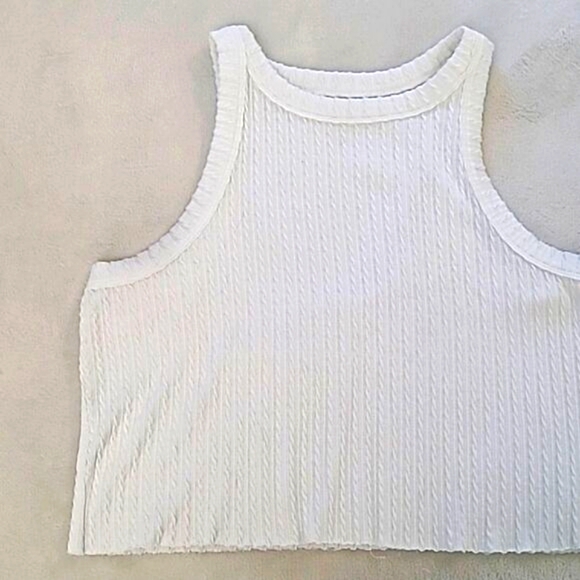 Arizona Jean Co Womens XL Woven Muscle Tee Cropped White Tank Top Aesthetic Boho - Picture 5 of 11